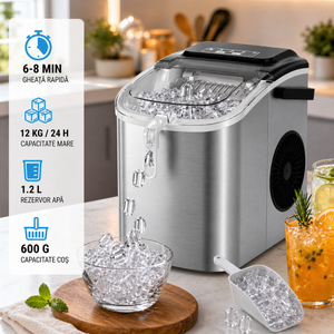 Aparat Cuburi Gheata, 2 Marimi, 12kg/zi, Rezervor 1.2L, Senzori Automati