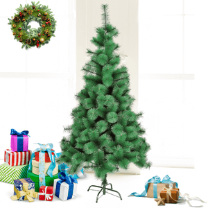 Christmas Tree, Pine Model, Artificial, Bushy Branches, Metal/Plastic Stand, Easy to Install, Green