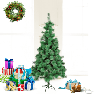 Christmas Tree, Pine Model, Artificial, Bushy Branches, Metal/Plastic Stand, Easy to Install, Green