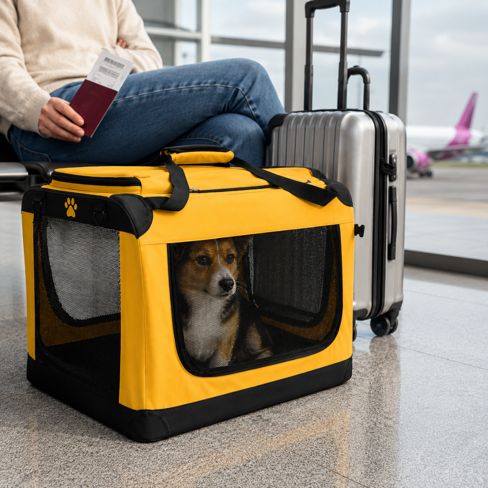 Geanta Transport Animale, 44x60x42cm, Caini, Pisici, Greutata Maxima 25 kg, Cadru Metalic