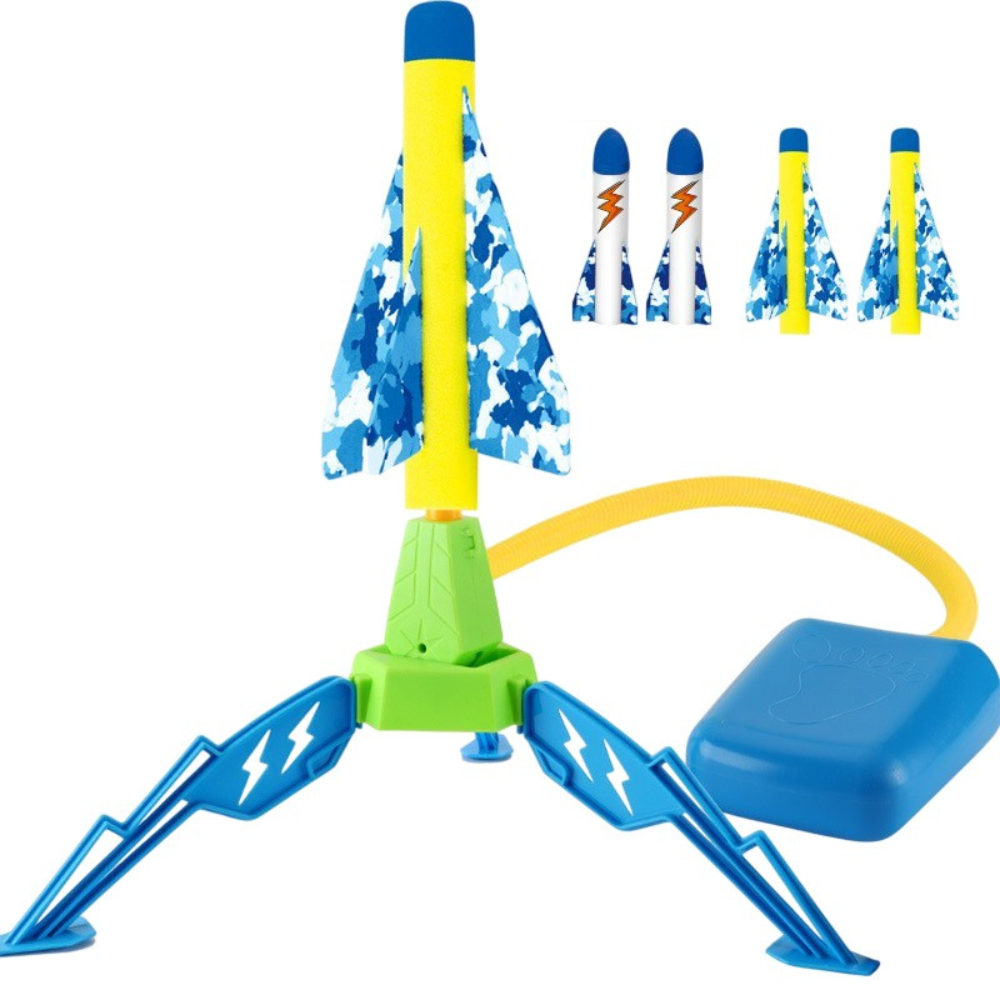 Rocket Launcher Toy, Foam Refills, Safe to Use, Foot Trigger