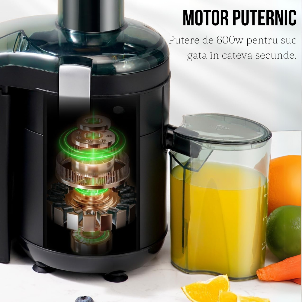 Fruit Juicer, 600W, 2 Speeds, Pulse Function, Juice/Pulp Container, Steel Blades
