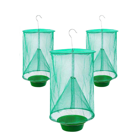Outdoor Insect Trap Made of Mesh, Hanging, Garden, Home, Yard, Flies, Mosquitoes, Easy to Use, Bowl Included, Green