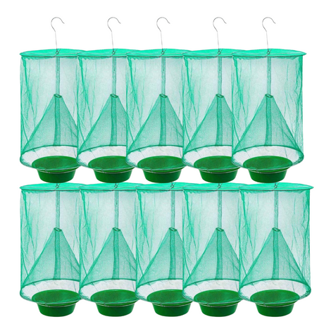 Outdoor Insect Trap Made of Mesh, Hanging, Garden, Home, Yard, Flies, Mosquitoes, Easy to Use, Bowl Included, Green