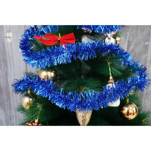 Christmas Tinsel, 2m x 5cm, Blue, Gold, Red