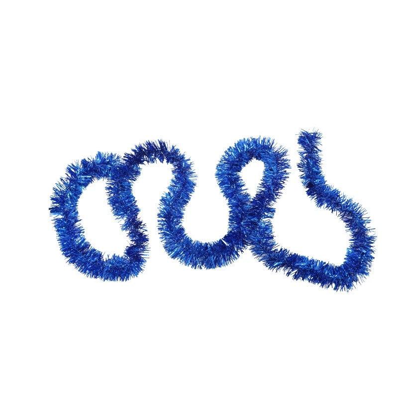 Christmas Tinsel, 2m x 5cm, Blue, Gold, Red