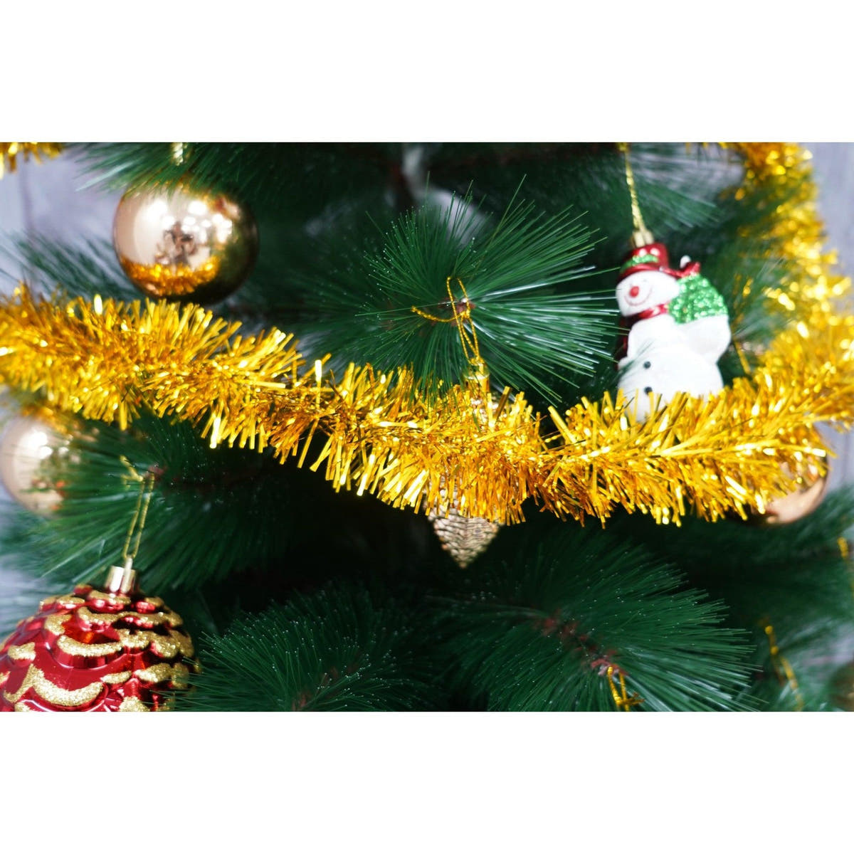 Christmas Tinsel, 2m x 5cm, Blue, Gold, Red
