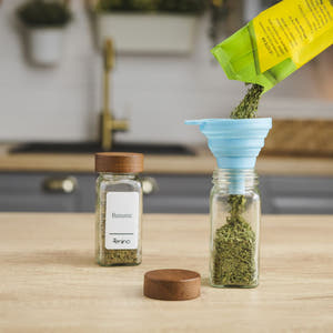 Spice Container Set, Aluminum/Wooden Lid, 96 White Labels in Romanian, 12-24 Salt Shakers, Funnel, Marker, 110ml, Bottle