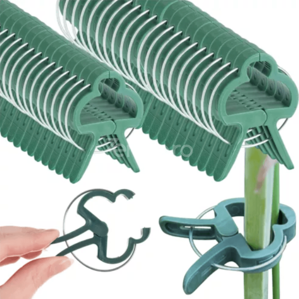Set of 108 Plant Clips, Holds Position, Two Sizes, Suitable for Palisade, Resistant, Made of Polypropylene, Green