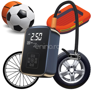 Compresor Electric Wireless, Baterie 2000mAh, 150 PSI, Afisaj Digital, Pentru Anvelope si Mingi, 12.7x8.5cm, Negru