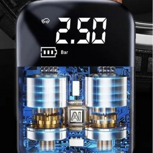 Wireless Electric Compressor, 2000mAh Battery, 150 PSI, Digital Display, For Tires and Balls, 12.7x8.5cm, Black