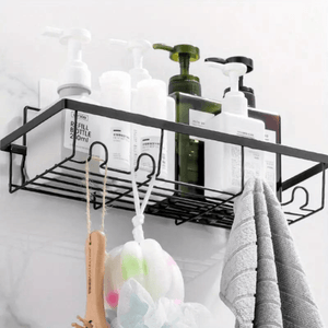 Hanging Organization Basket, 4 Hooks, Easy to Assemble, Wall Mounted, Metal, 32x14cm, Black