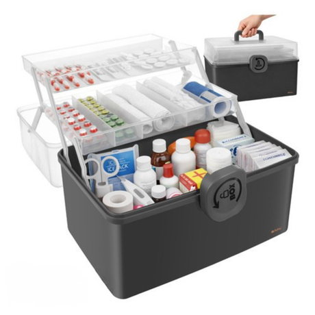Cutie Organizare Medicamente, 3 Compartimente, Inchidere Securizata, Portabil