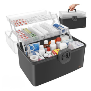 Cutie Organizare Medicamente, 3 Compartimente, Inchidere Securizata, Portabil