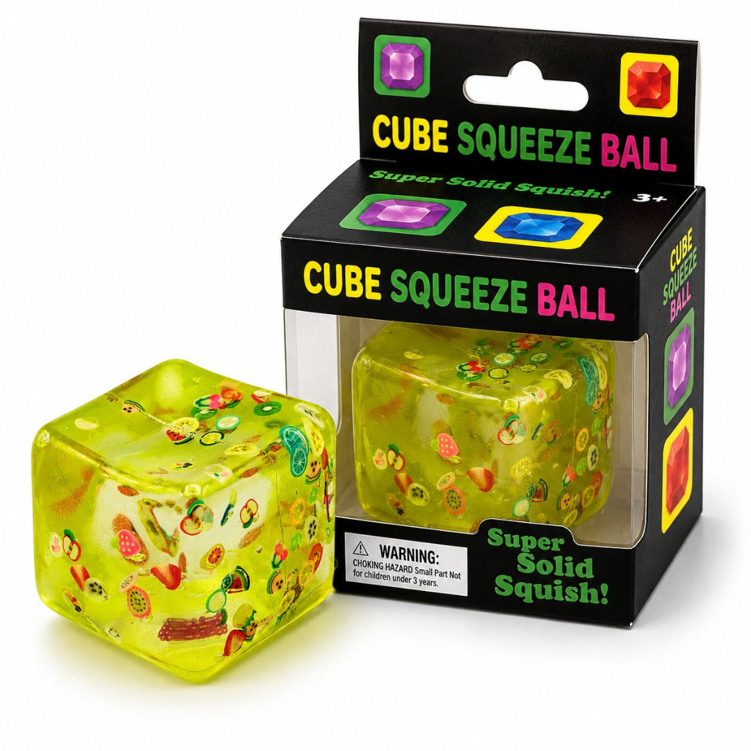 Jucarie Squishy tip Needoh, Forma Cub, Antistres Senzoriala, 5x5cm