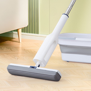 Set Mop Telescopic cu Galeata Pliabila, Burete Bumbac, Tija Reglabila, Sistem Stoarcere