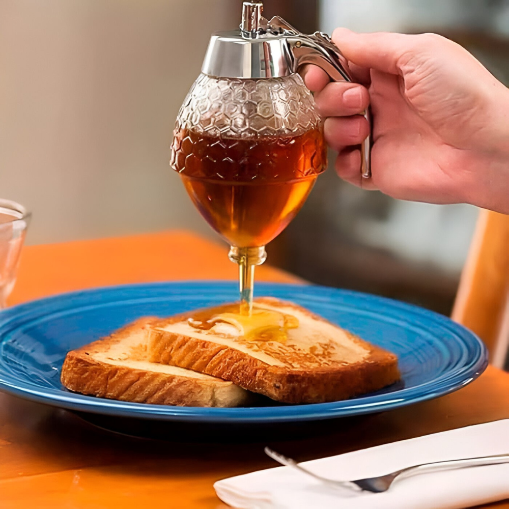 Honey Dispenser, Honeycomb Type, 200ml, Stopper, Glass Holder