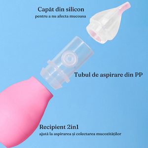 Baby Nasal Aspirator Set, Manual, With Pump, Silicone Tip, Easy to Clean