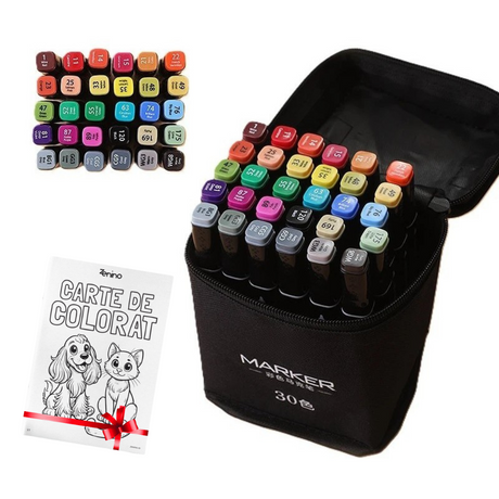 Marker Set + Coloring Book GIFT, Dual Tip, Intense Colors, Storage Bag, Multicolor