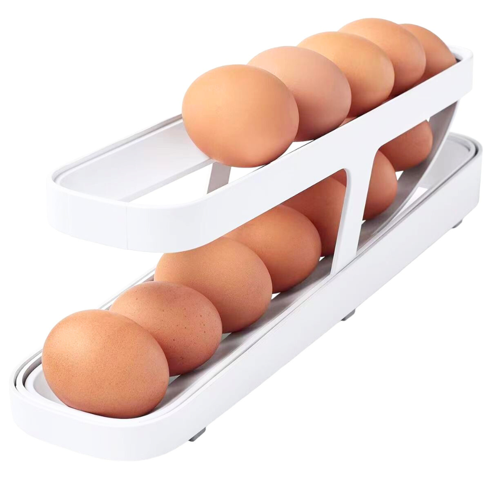 Egg Holder, Two Tier, Space Saving, Compact, White