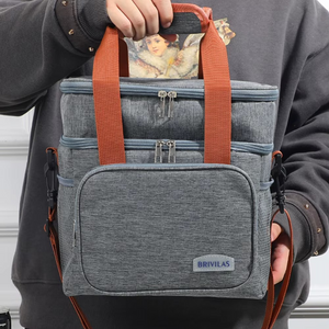 Thermal Lunch Bag, 2 Compartments, Waterproof, Side Pockets, Shoulder Strap, 25.5x18x30cm