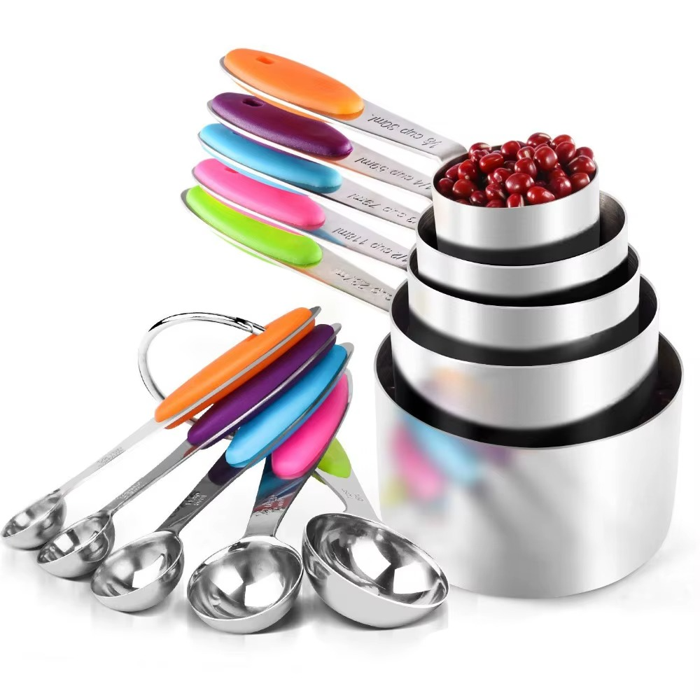 Set of 10 Measuring Cups, Stainless Steel, 1.25 - 250ml, Precise Dosage 