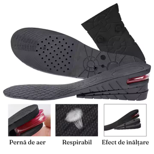 Set of 2 Heightening Insoles, Shock Absorbing, Comfortable, Size 35-42, Black