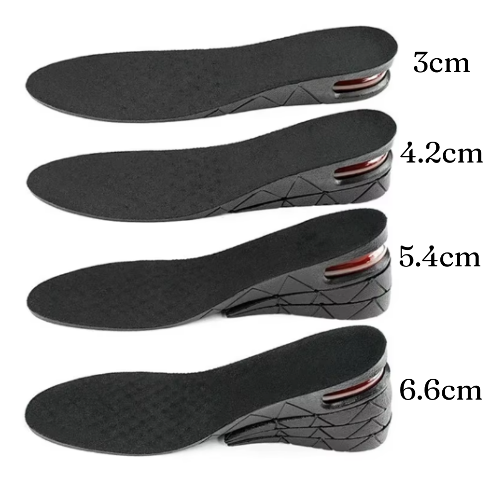 Set of 2 Heightening Insoles, Shock Absorbing, Comfortable, Size 35-42, Black
