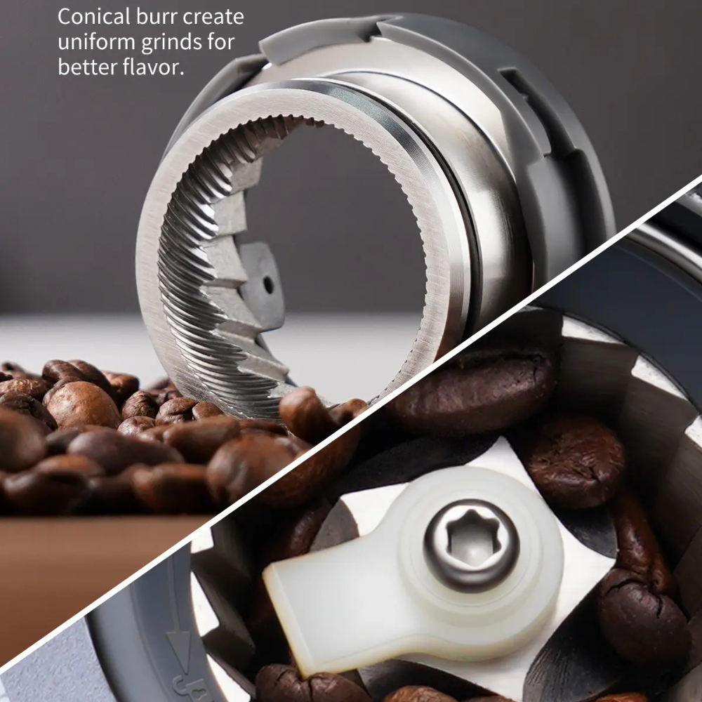 Rasnita Electrica Cafea, 51 Niveluri de Macinare, Ecran Digital, Control Tactil, Suport Portafiltru, Lame Titan