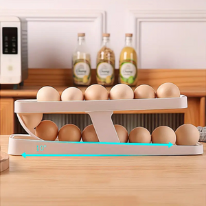 Egg Holder, Two Tier, Space Saving, Compact, White