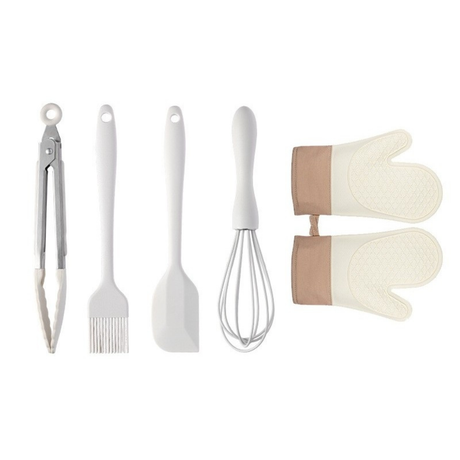 Set 5 Ustensile Bucatarie, Silicon, Anti-Zgarieturi, Termorezistent