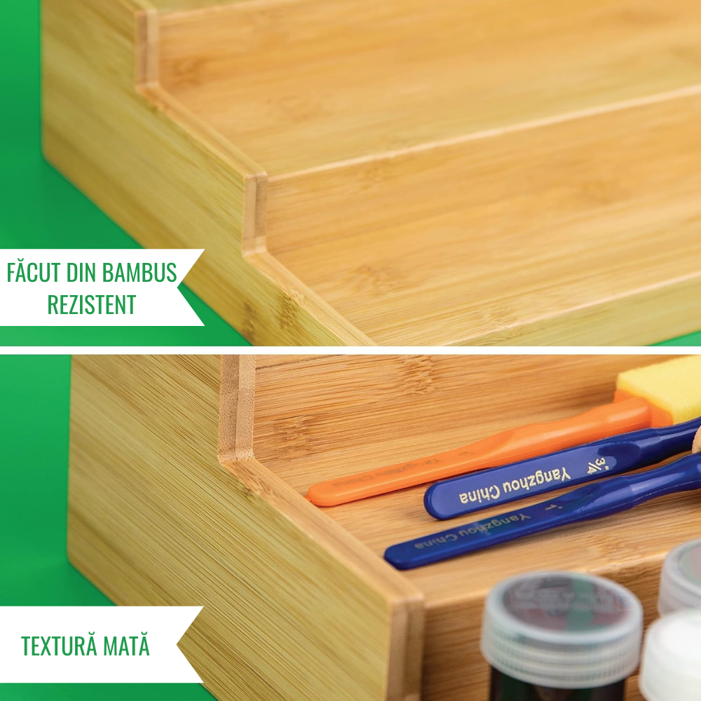 Extendable Spice Rack, 3 Tiers, 22.5-39cm, Bamboo