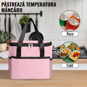 Thermal Lunch Bag, 24x18x21cm, Waterproof, Side Pockets