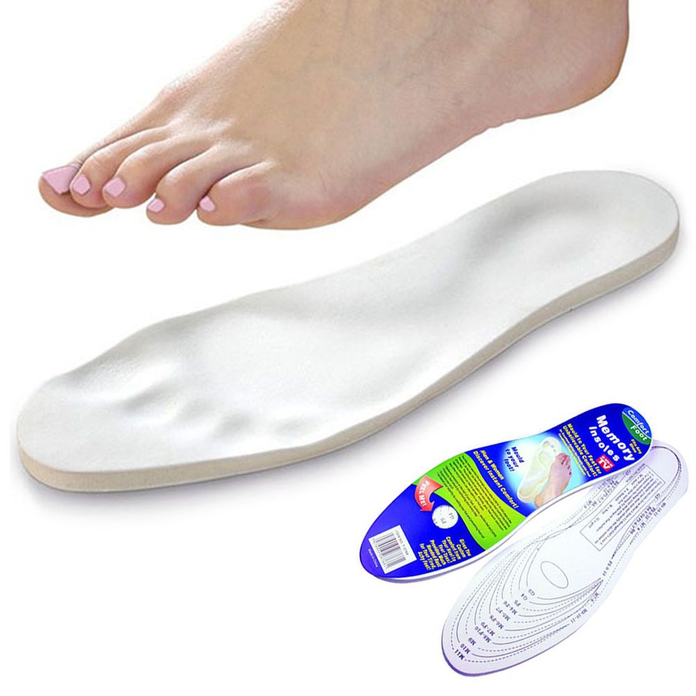 Set of 2 Memory Foam Insoles - Insole Type, Shoe Inner Support, Adjustable, Corn Prevention, Universal Size, White