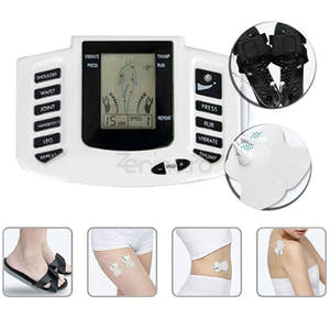 Electrostimulation Device Set, 4 Electrodes, Massager, Full Body, 9 Programs, LCD Screen, Toning, White