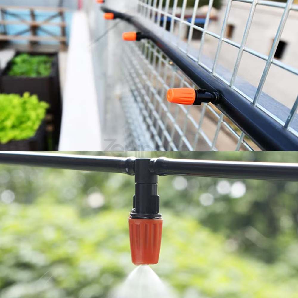 Irrigation System, Adjustable Nozzles, Adjustable, for Lawn, Garden, Terrace, Plastic, Water Curtain, Black/Orange