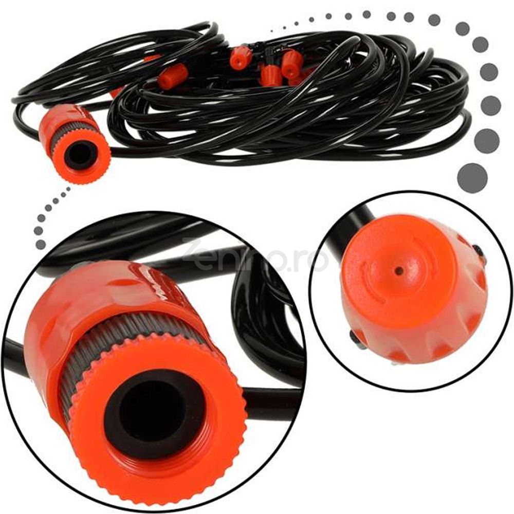 Irrigation System, Adjustable Nozzles, Adjustable, for Lawn, Garden, Terrace, Plastic, Water Curtain, Black/Orange