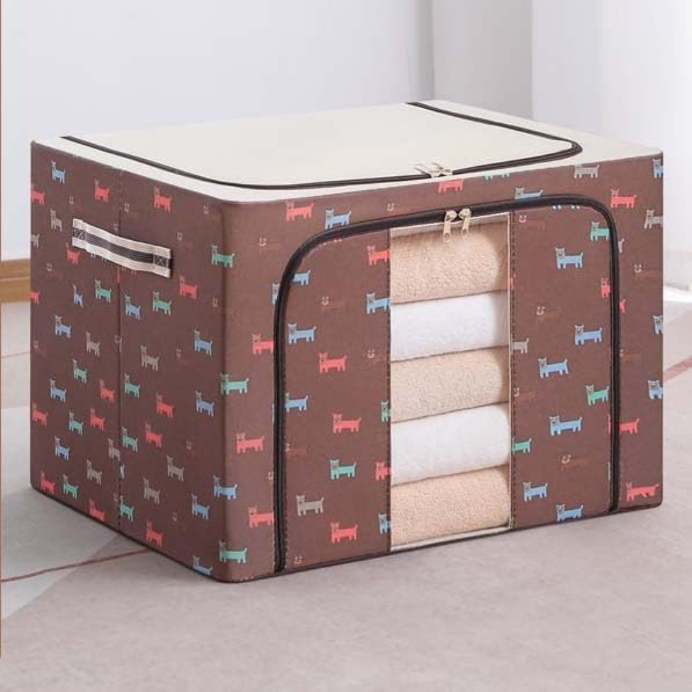 Cutie de Depozitare, Model Catelus, Pliabil, Capacitate 24L-100L, Material Textil, cu Fermoar