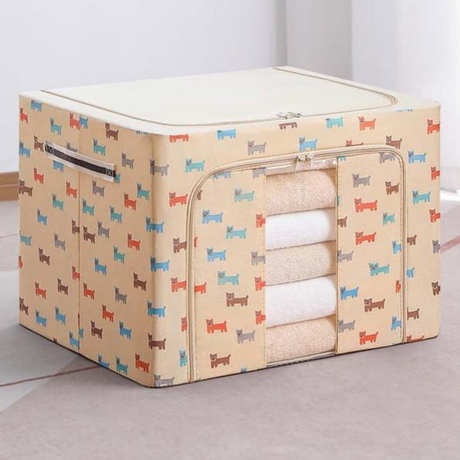 Cutie de Depozitare, Model Catelus, Pliabil, Capacitate 24L-100L, Material Textil, cu Fermoar