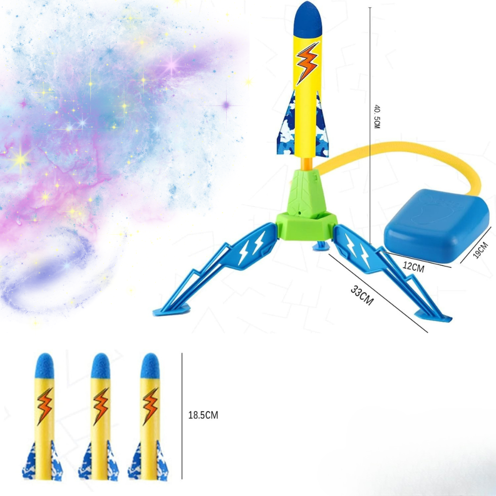 Rocket Launcher Toy, Foam Refills, Safe to Use, Foot Trigger