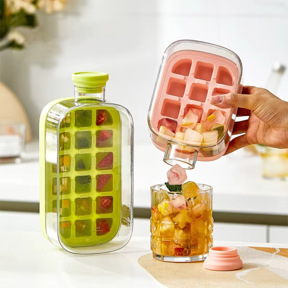 Forma de Gheata 2in1, Tip Sticla cu Pai, 12 Cuburi, 500ml