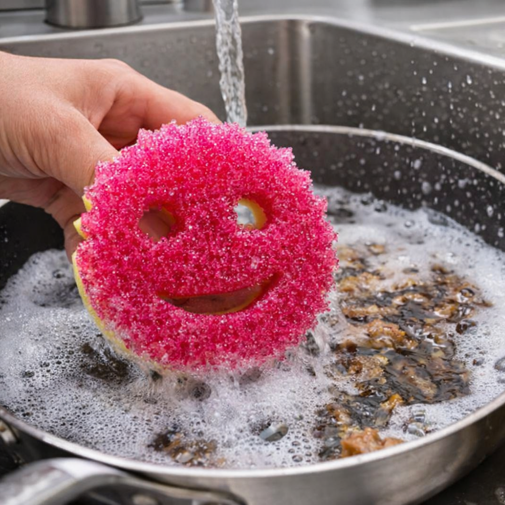 Burete de Vase, Smiley Face, Curata Rapid, Durabil, Usor de Clatit
