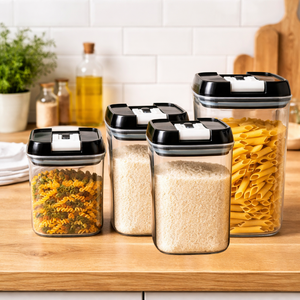 Set 4 Recipiente Organizare Alimente, Inchidere Etansa, din Plastic Dur