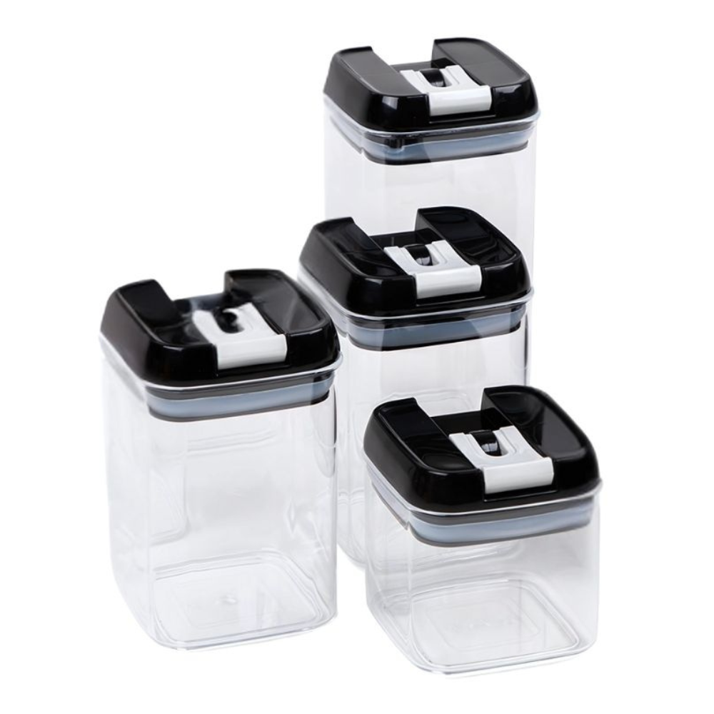 Set 4 Recipiente Organizare Alimente, Inchidere Etansa, din Plastic Dur