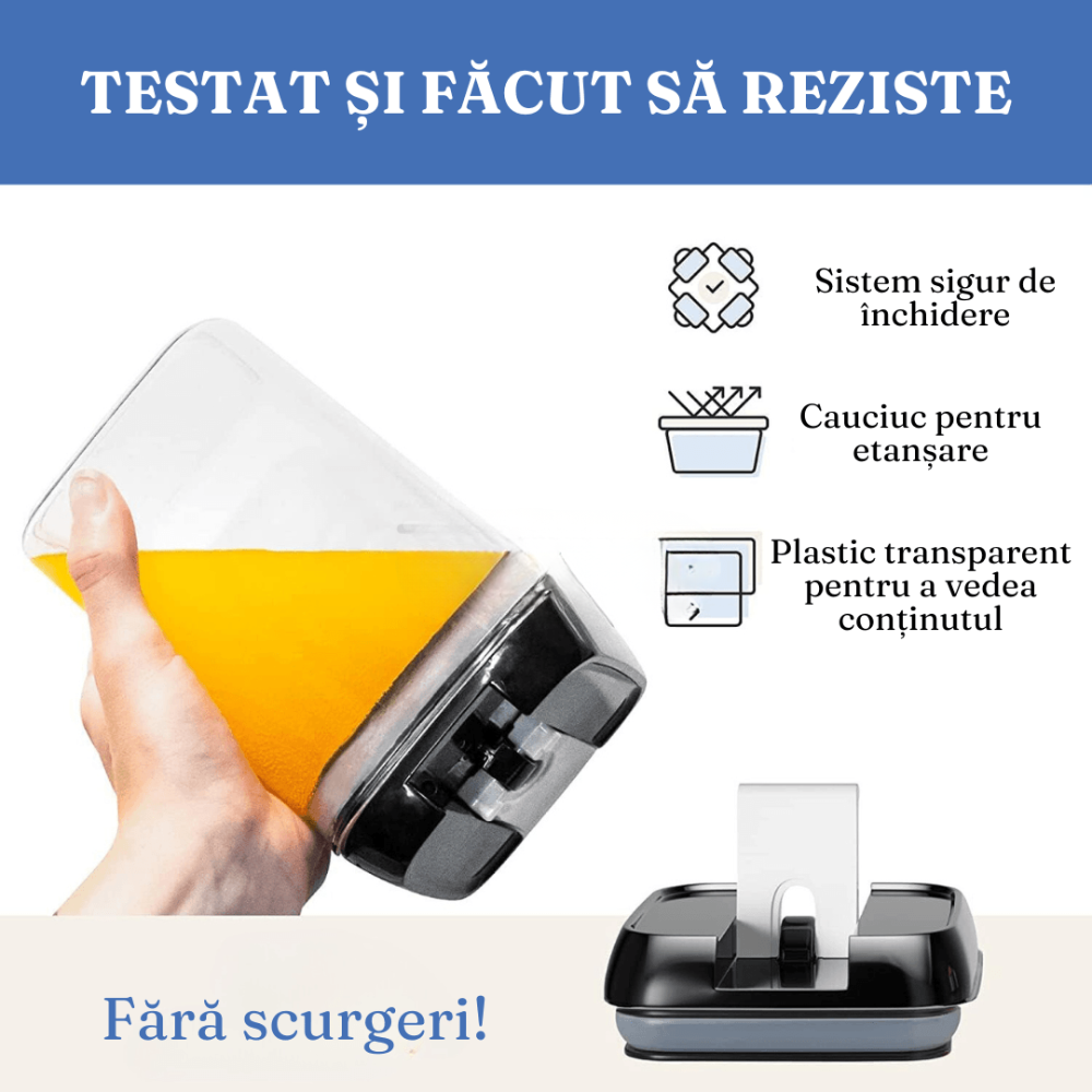 Set 4 Recipiente Organizare Alimente, Inchidere Etansa, din Plastic Dur