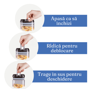 Set 4 Recipiente Organizare Alimente, Inchidere Etansa, din Plastic Dur