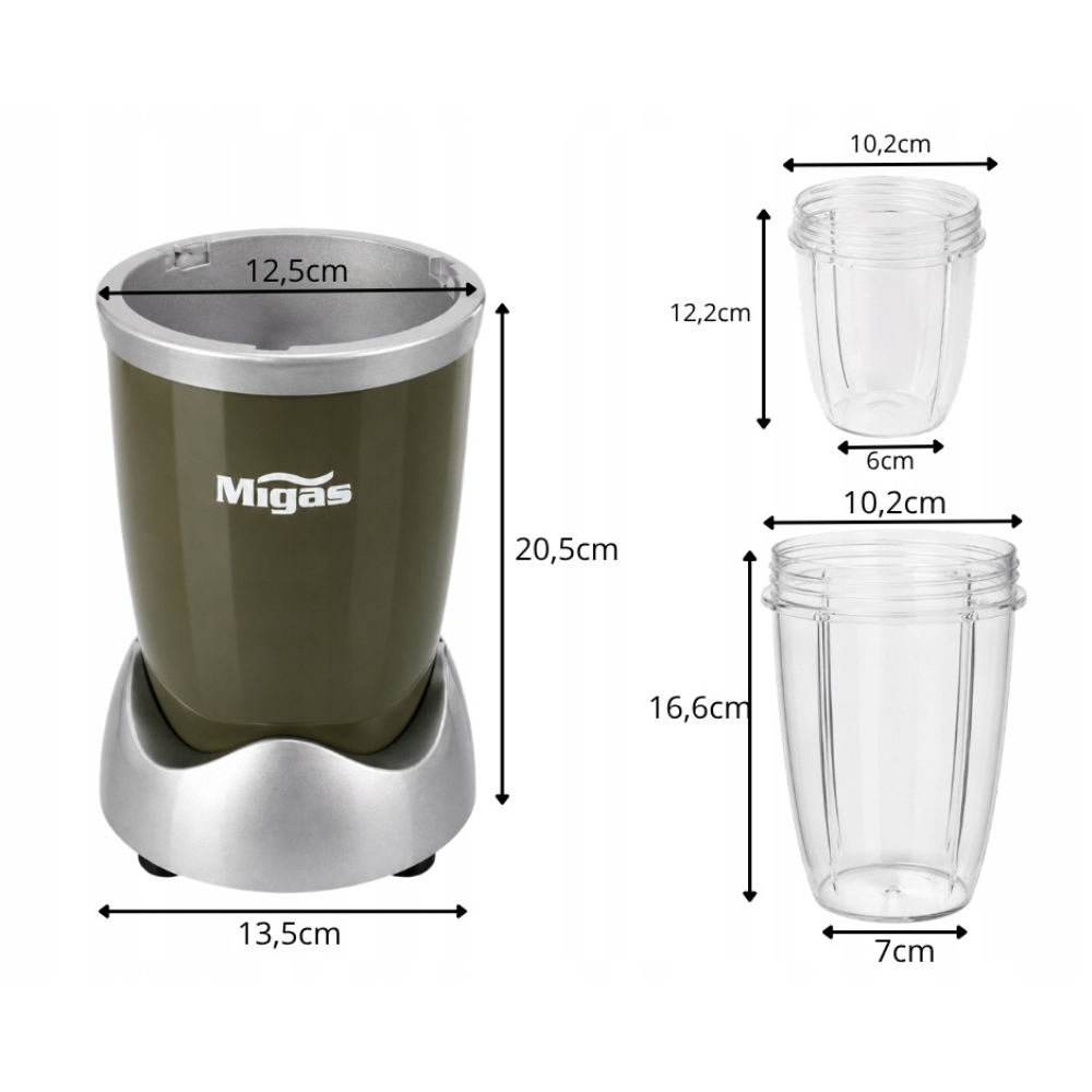 Blender Smoothie, 600W, 3 Recipiente, 2 Tipuri de Lame, Zdrobeste Gheata