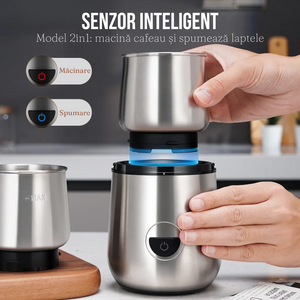 Coffee Grinder, Milk Frother Function, 200W, Stainless Steel
