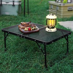 Masa Camping Pliabila, Geanta Transport, din Metal, 60x40x27cm, Negru