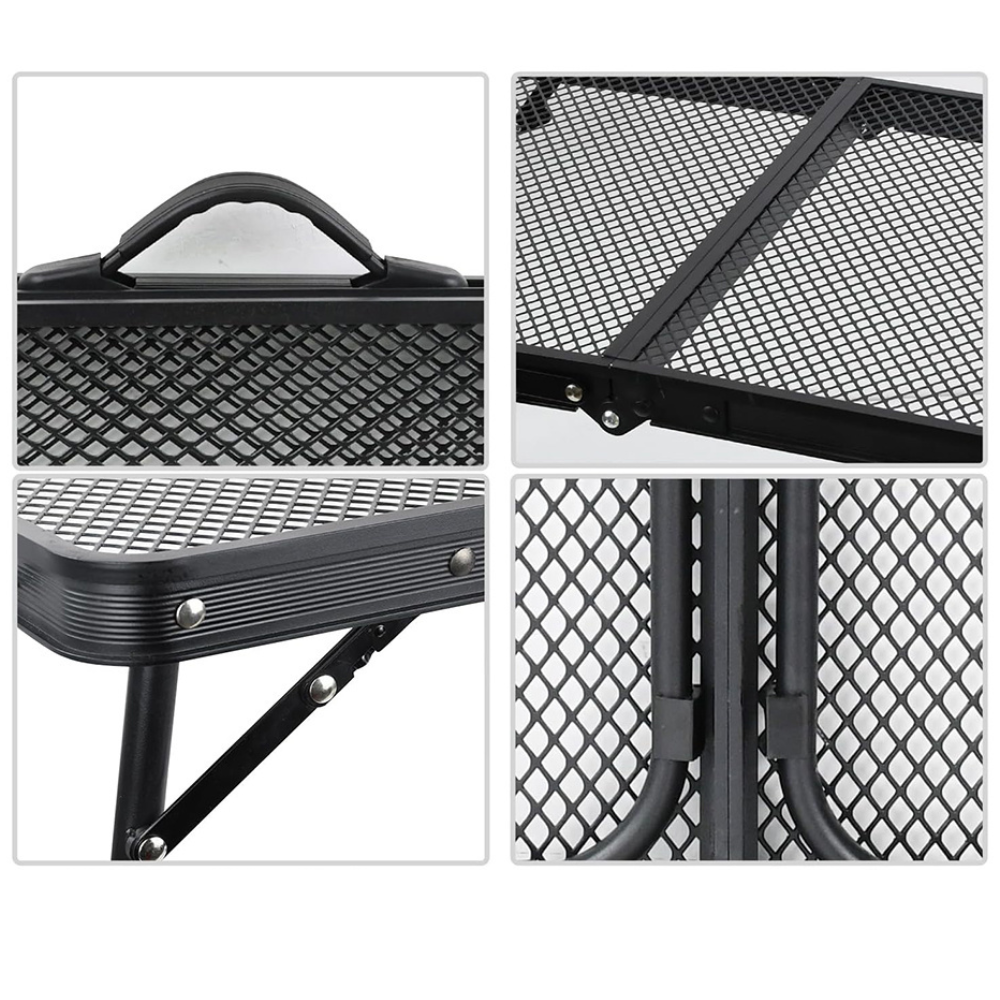 Masa Camping Pliabila, Geanta Transport, din Metal, 60x40x27cm, Negru